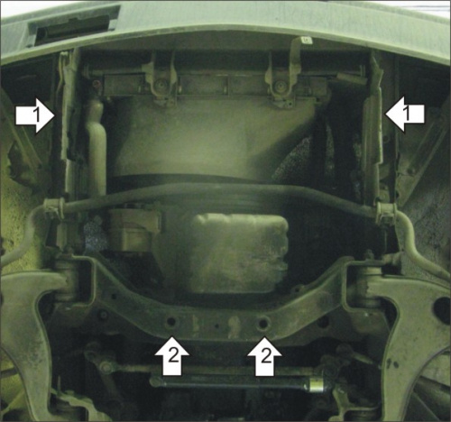 Защита картера двигателя Mercedes-Benz E-Класс I (W124) 1984-1993 Седан V -2,0; 2,2; 2,8; 3,0; 3,2; 3,6; 4,2; 5,0; 6,0; 2,0D; 2,5D; 3,0 - RWD, 4WD; дл