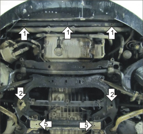 Защита картера двигателя и КПП Audi A8 II (D3) 2005-2007 1 рестайлинг Седан V-3,0D; 3,2; 4,2D - 4WD, FWD; для АКПП Арт. 00134