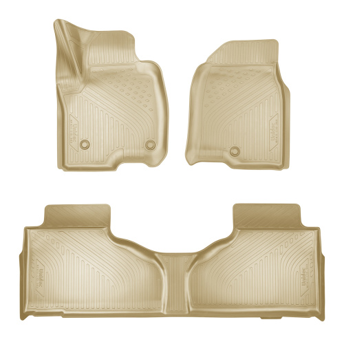 Коврики в салон Cadillac Escalade V 2020-, полиуретан 3D Norplast, Бежевый, первый, второй ряд Арт. NPA11-C10-360-1-B