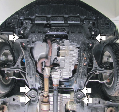Защита картера двигателя и КПП Honda Crosstour I 2009-2012 V-3,5 4WD. (Отверстие для слива масла картера) Арт. 10803