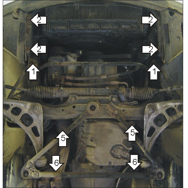 Защита картера двигателя и радиатора BMW 3 серия IV (E46) 1998-2003 Седан V-1,6, 1,9, 2,0, 3,0 RWD; для а/м 1998-2001 Арт. 00212