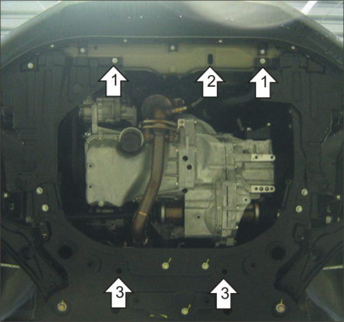 Защита картера двигателя и КПП Suzuki Splash 2008-2012 V-1,0, 1,2, 1,2D FWD Арт. 12402