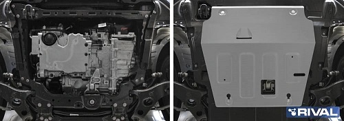 Защита картера двигателя и КПП Geely Atlas Pro I 2021- V-1.5T Hibrid, АКПП 4WD Арт. 33319261