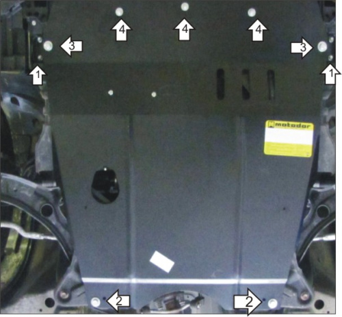 Защита картера двигателя, КПП, масляного фильтра Suzuki Swift IV 2011-2013 Хэтчбэк 5 дв. V-1,2, 1,4, 1,6, 1,2D FWD Арт. 02417