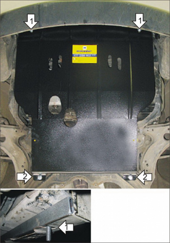 Защита картера двигателя и КПП Skoda Octavia I (A4) 1996-2000 Универсал V- 1,4; 1,6; 2,0; 1,9D - FWD, 4WD (Отверстие для слива масла картера) Арт. 023