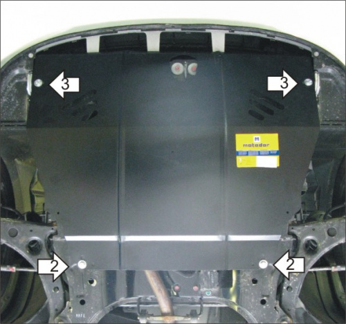 Защита картера двигателя и КПП Hyundai Matrix I 2001-2005 Хэтчбэк 5 дв. V-1,5D; 1,6; 1,8 -FWD Арт. 00910