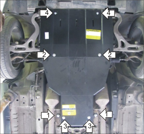 Защита картера двигателя и КПП Jaguar S-Type I 1998-2004 Седан V-2,7D; 3,0; 4,0 - RWD Арт. 05803