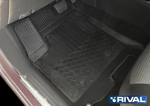 Коврики в салон Chevrolet Nexia 2017-2023 Седан, полиуретан 3D Rival, Черный, Арт. 11001004