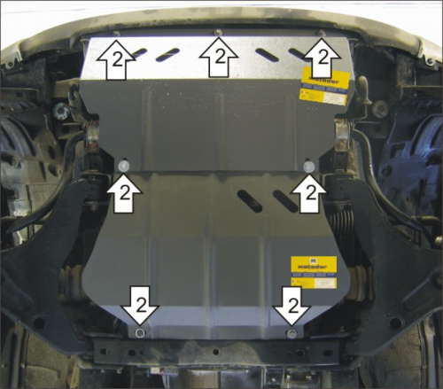 Защита картера двигателя, переднего дифференциала, радиатора Mitsubishi L200 IV 2006-2014 D V-2,5 4WD (вместо штатной защиты) Арт. 11313