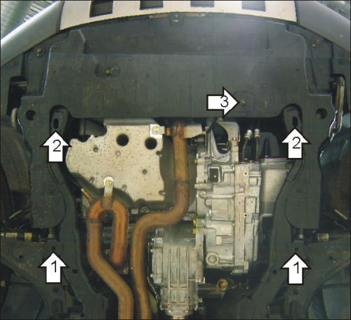 Защита картера двигателя и КПП Chevrolet Captiva I 2006-2011 V-2,4, 2,0D 4WD, FWD Арт. 03014