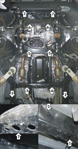Комплект защит Toyota Tundra III 2021- Пикап V-3,5 4WD (Защита: двигателя, переднего дифференциала, КПП, радиатора, РК) Арт. 32526