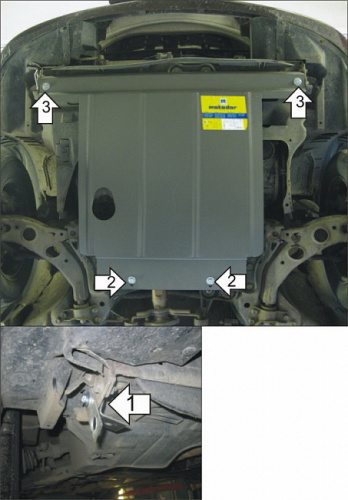 Защита картера двигателя и КПП Mazda 626 IV (GE) 1991-1997 Универсал V-1,8; 2,0; 2,5 - FWD Арт. 01106
