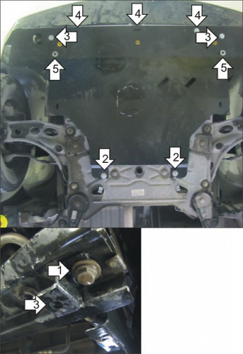 Защита картера двигателя и КПП Opel Vivaro A 2006-2014 Рестайлинг Фургон V-2,0D  FWD Арт. 01529