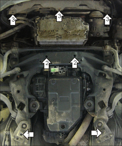 Защита картера двигателя и КПП Audi A6 II (C5) 1997-2001 Универсал V- 1,8; 2,4; 2,5D; 2,7; 2,8 - FWD, 4WD Арт. 00127