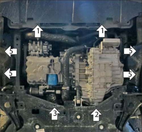 Защита картера двигателя и КПП Jetour X70 Plus I 2020- V-1.6; FWD; АКПП Арт. 79012