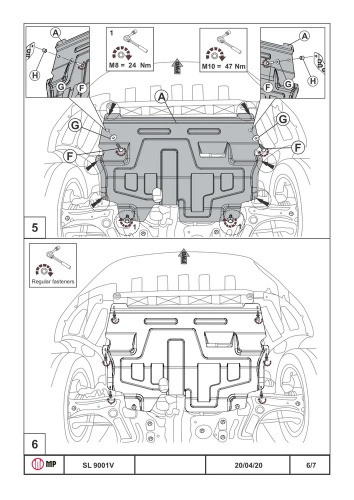 Защита картера двигателя и КПП Audi A1 I (8X) 2010-2015 Хэтчбэк 5 дв. V-1,2; 1,4; 1,6 Арт. 02.SL 9001 V2