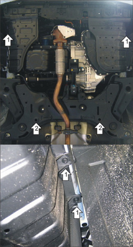Защита картера двигателя и КПП Kia Picanto II 2011-2015 Хэтчбэк 3 дв. V-1,0, 1,2 FWD Арт. 01029