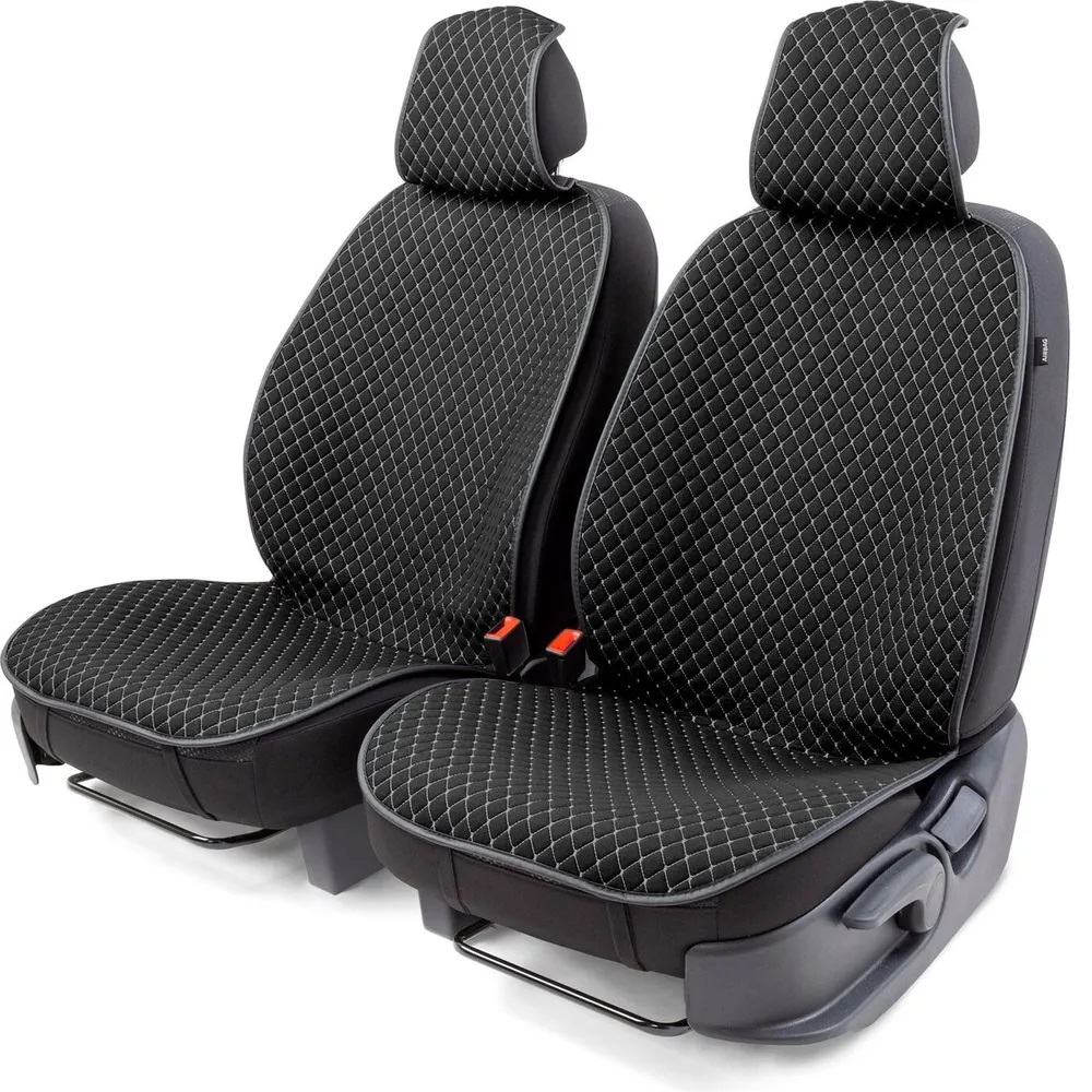 Накидки на передние сиденья (мягкий лён) Car Performance чёрные+серая нить, арт. CUS-1052 BK/GY