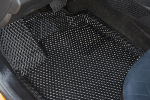 Коврики в салон Volkswagen Touareg III 2018-2023, 3D EVA Seintex "ромб", Черный, Арт. 95333