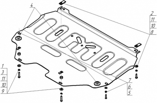 Защита картера двигателя и КПП Citroen C4 I 2008-2011 рестайлинг Хэтчбэк 5 дв. V-1,6 FWD Арт. 71604