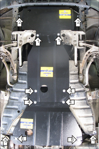 Защита картера двигателя, переднего дифференциала, радиатора Toyota Previa I 1990-2000 Минивэн V-2,4 4WD Арт. 02541