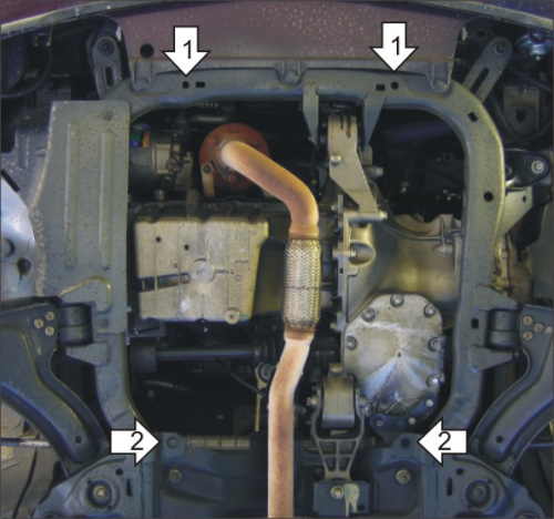 Защита картера двигателя и КПП Opel Combo C 2001-2003 Минивэн V-1,2D, 1,7D, 1,4 FWD
 Арт. 01524