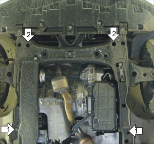 Защита картера двигателя и КПП Mercedes-Benz B-Класс I (W245) 2005-2009 Хэтчбэк 5 дв. V-2,0; 2,0D - FWD; только АКПП Арт. 01220