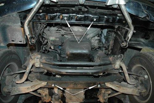 Защита картера двигателя и КПП Hyundai H200 1997-2007 Фургон V-2.5D для а/м с 1999 Арт. 10.1853