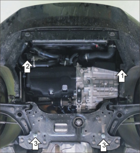 Защита картера двигателя и КПП Volkswagen Caddy III 2004-2010 Фургон V-1,6; 2,0 - FWD Арт. 02733
