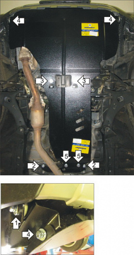 Защита картера двигателя и КПП Subaru Forester III (SH/S12) 2007-2010 Внедорожник 5 дв. V-2,0, 2,5 4WD АКПП Арт. 02226
