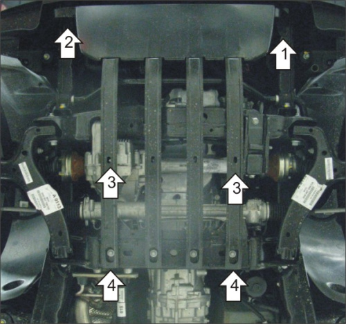 Защита картера двигателя и радиатора Volkswagen Amarok I 2010-2016 Пикап V-2,0D; 2,0 4WD, RWD (Устанавливается поверх штатной) Арт. 12714