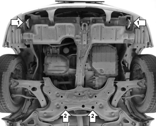 Защита картера двигателя и КПП Toyota Allion I (T240) 2001-2004 Седан V-1,5, 1,8, 2,0 FWD Арт. 02561