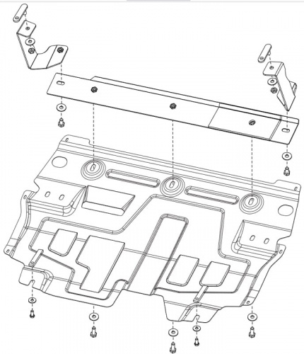 Защита картера двигателя и КПП Volkswagen Polo IV 2001-2005 Хэтчбэк 3 дв. V-1,2; 1,4; 1,6 Арт. 26.2088 V1