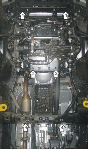 Комплект защит Toyota Land Cruiser Prado III (J150) 2009-2013 5 дв. V-2,7; 3,0D 4WD. Защита: двигателя; КПП; переднего дифференциала Арт. 32503