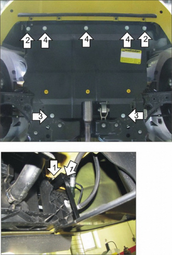 Защита картера двигателя и КПП Alfa Romeo MiTo I 2008-2013 3 дв. V-1,4 FWD для а/м с 2012 Арт. 05904