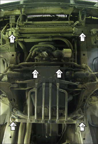 Защита картера двигателя и КПП Volvo 740 1983-1992 Седан V-2,0, 2,3, 2,4D RWD Арт. 02603