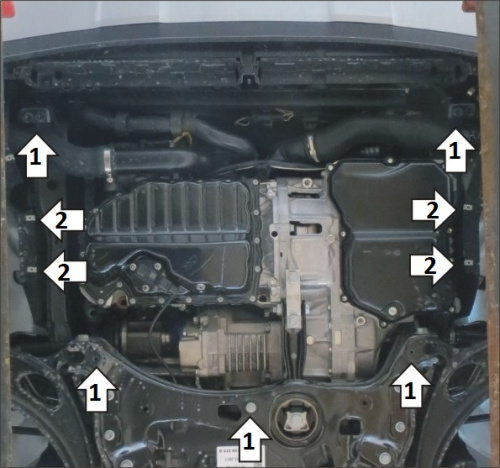 Защита картера двигателя и КПП Volkswagen Teramont I 2017-2022 V-2,0 4WD Арт. 72703