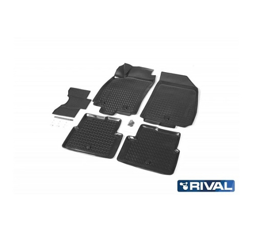 Коврики в салон Chevrolet Cobalt II 2011-2016 Седан, полиуретан 3D Rival, Черный, Арт. 11002001
