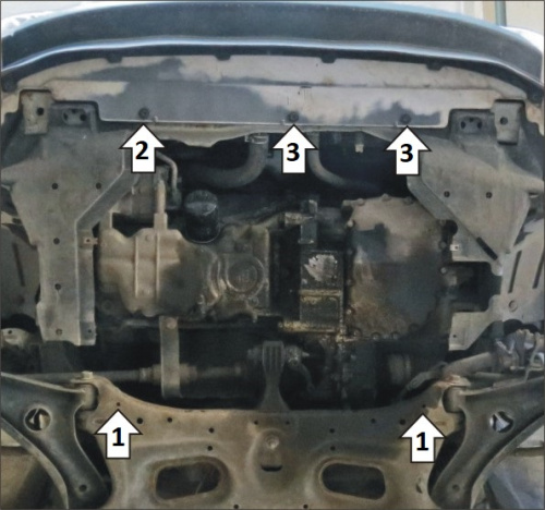 Защита картера двигателя и КПП Honda Fit III 2013-2017 Хэтчбэк 5 дв. V-1,3, 1,5 FWD  Арт. 70801
