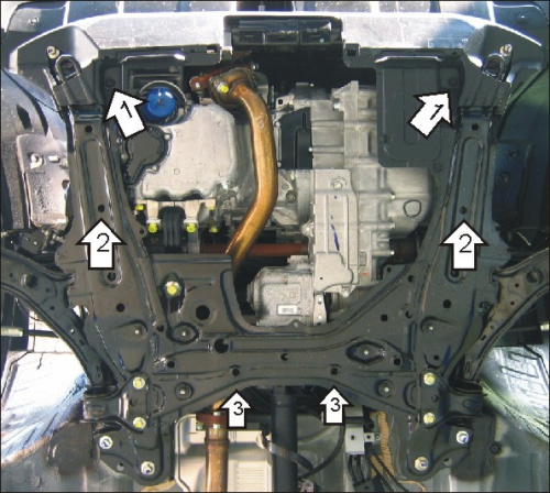 Защита картера двигателя и КПП Honda CR-V III 2006-2009 Внедорожник 5 дв. V- 2,0; 2,4 - 4WD, FWD Арт. 00816