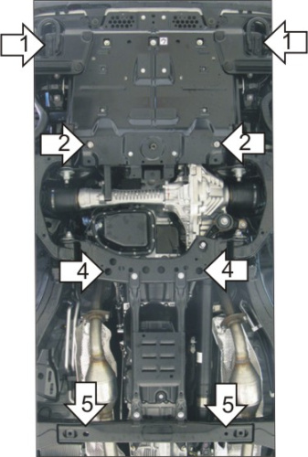 Комплект защит Toyota Land Cruiser 200 2007-2012 V-4,5D; 4,7 4WD (Защита: двигателя, переднего дифференциала, КПП, радиатора) Арт. 12522