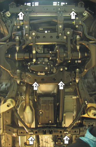 Комплект защит Toyota Land Cruiser Prado III (J150) 2009-2013 5 дв. V-4,0 4WD. Защита: двигателя; КПП; переднего дифференциала Арт. 12516