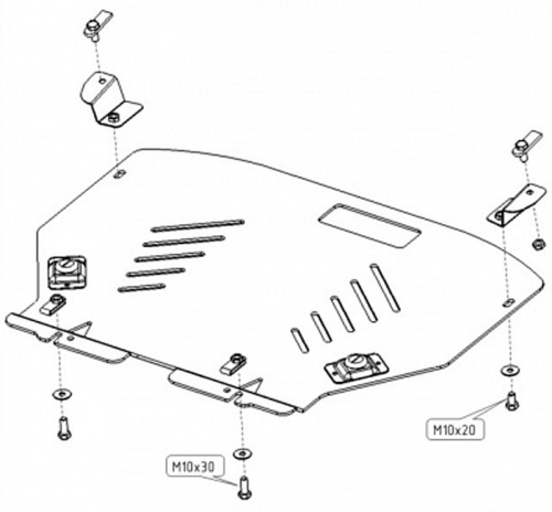 Защита картера двигателя и КПП MINI Hatch I (R50) 2000-2006 Хэтчбэк 3 дв. V-1,6 Арт. 04.0891