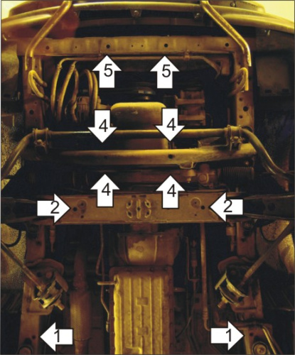 Защита картера двигателя и КПП Hyundai H1 I 1998-2004 V-2,5D RWD для 1997-2004 Арт. 00921