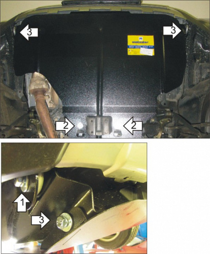 Защита картера двигателя Subaru Forester III (SH/S12) 2007-2010 Внедорожник 5 дв. V-2,0, 2,5 4WD для а/м с 2008 (Устанавливается поверх пыльника) Арт.