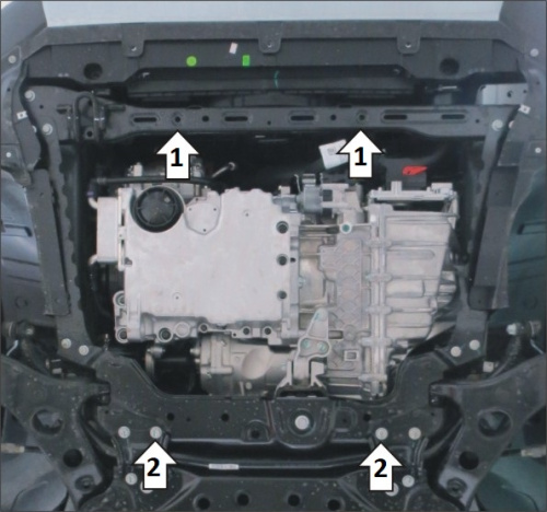 Защита картера двигателя и КПП Geely Atlas Pro I 2021- V-1,5 - 4WD, FWD усиленная Арт. 74203
