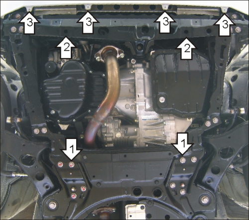 Защита картера двигателя и КПП Toyota RAV4 III (XA30) 2005-2010 V-2,0, 2,4 4WD, FWD (Устанавливается вместо пыльника) Арт. 72535