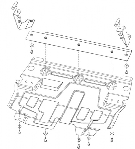 Защита картера двигателя и КПП Audi A1 I (8X) 2010-2015 5 дв. V-1,2; 1,4; 1,6 Арт. 02.2088 V3