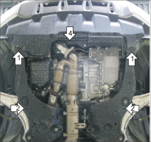 Защита картера двигателя и КПП Nissan Murano II (Z51) 2007-2010 V-3,5 4WD, FWD Арт. 01439