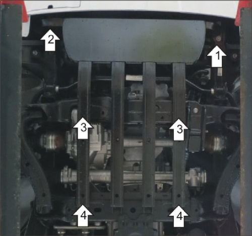 Защита картера двигателя и радиатора Volkswagen Amarok I 2016-2023 рестайлинг Пикап V - 2.0D, 3.0D Арт. 382711